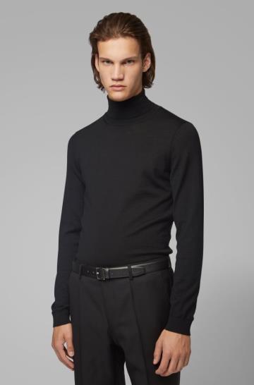 Sweter BOSS Turtleneck Czarne Męskie (Pl18206)